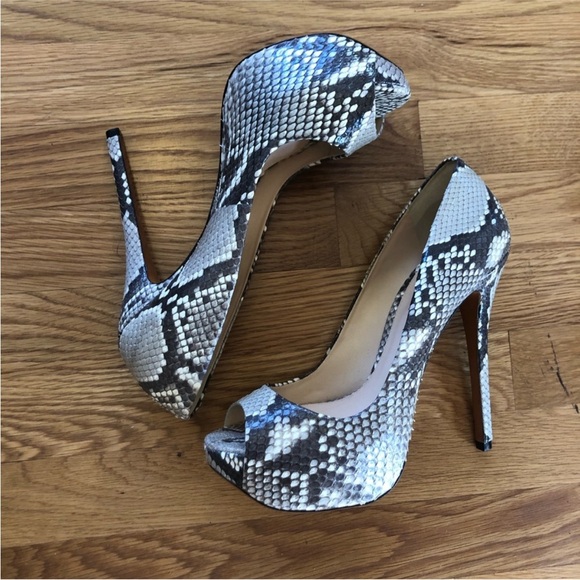 Alexandre Birman Python Peeptoe Platform Heels - Picture 5 of 7